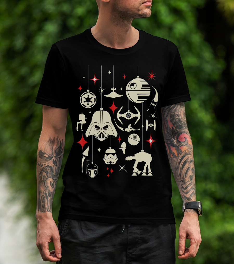 Star Wars Galactic Empire Holiday Ornaments Darth Vader Stormtrooper Death Star AT-AT TIE Fighter T-Shirt