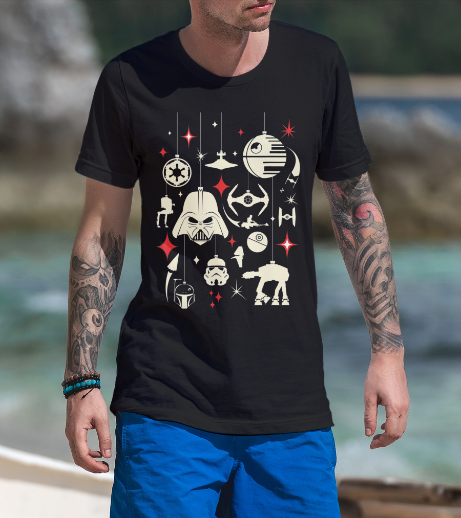 Star Wars Galactic Empire Holiday Ornaments Darth Vader Stormtrooper Death Star AT-AT TIE Fighter T-Shirt