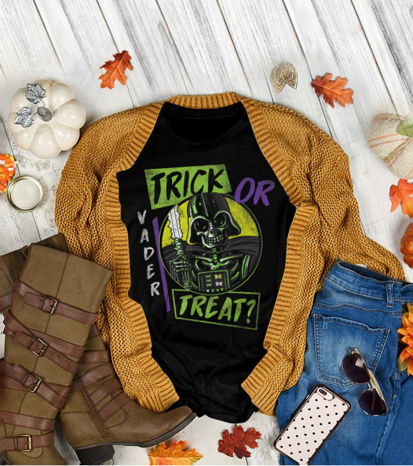 Vader Trick Or Treat Halloween Star Wars Darth Vader Skeleton T-Shirt