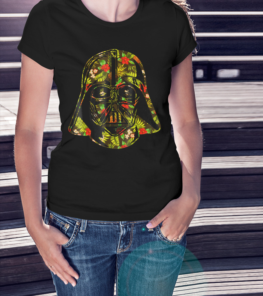 Star Wars Darth Vader Helmet Tropical Floral Hawaiian Print T-Shirt