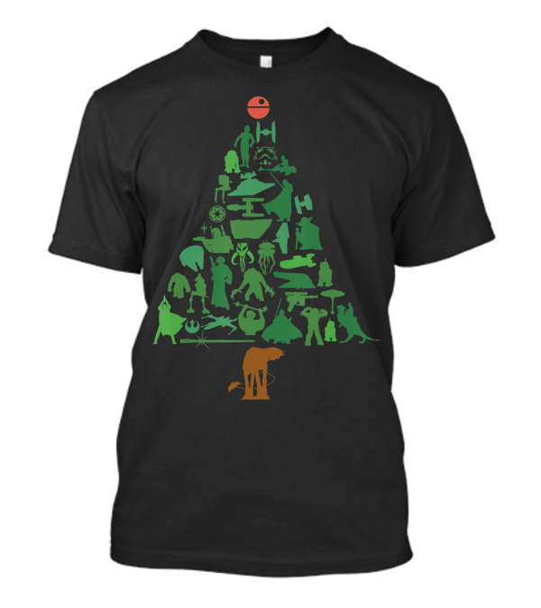 Star Wars Christmas Tree Silhouettes With Death Star Topper T-Shirt