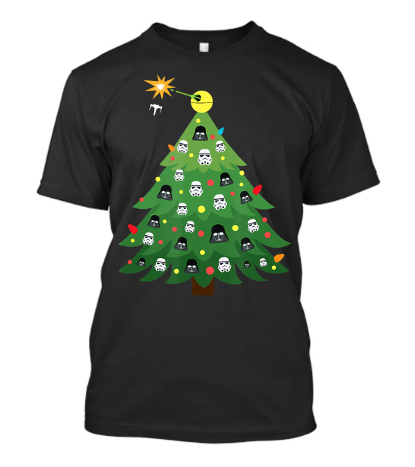 Star Wars Imperial Death Star And Darth Vader Christmas Tree Holiday T-Shirt