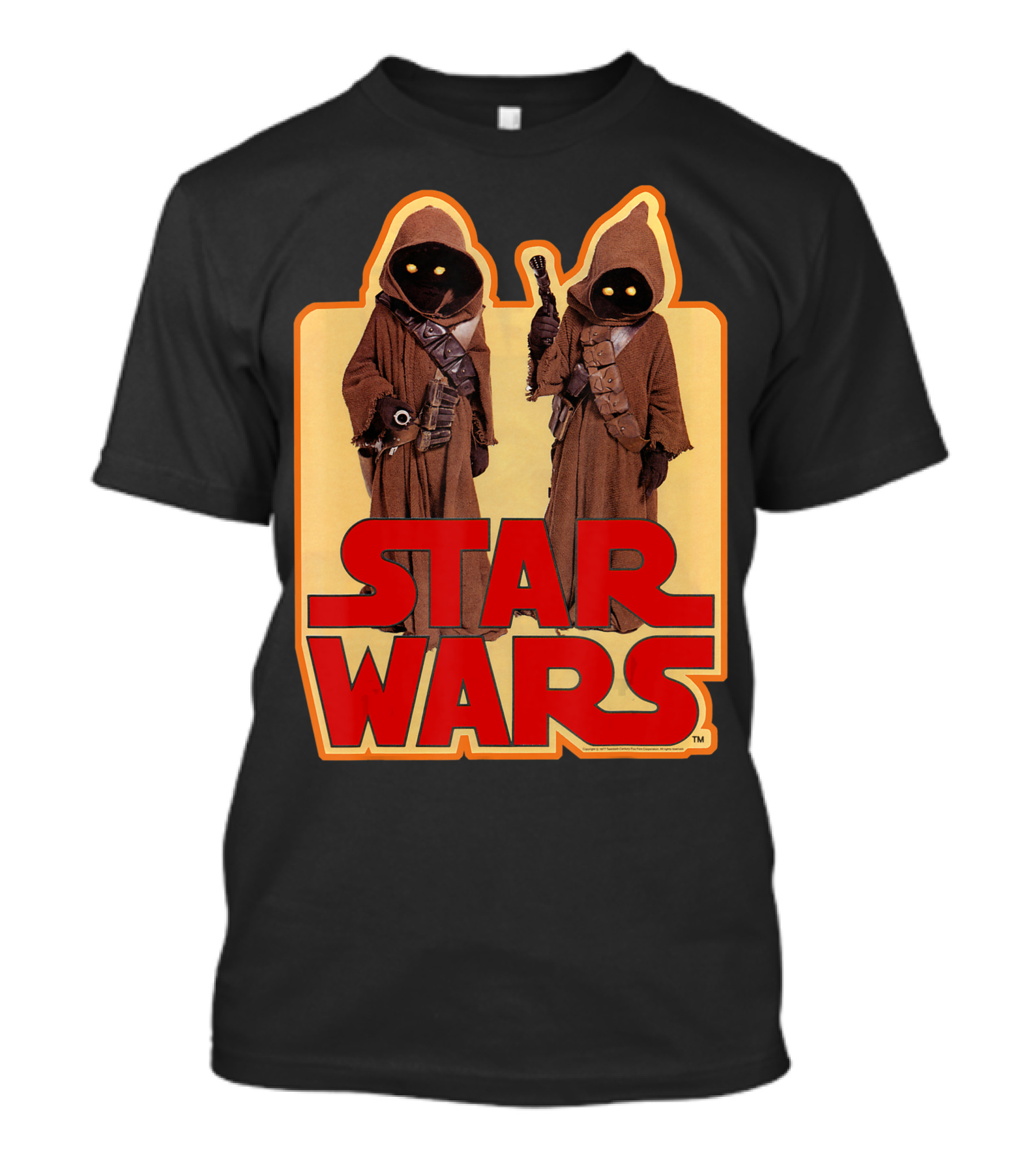 Star Wars Jawas Posing Iconic Brown Robes With Yellow Eyes T-Shirt