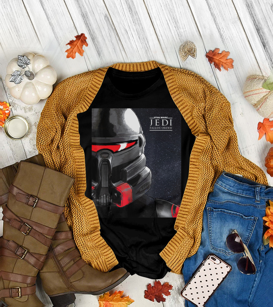 Star Wars Jedi Fallen Order Purge Trooper Helmet Space Background T-Shirt