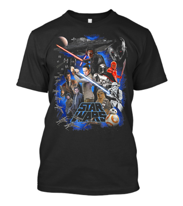 Star Wars Last Jedi Classic Epic Film Characters And Iconic Battle T-Shirt