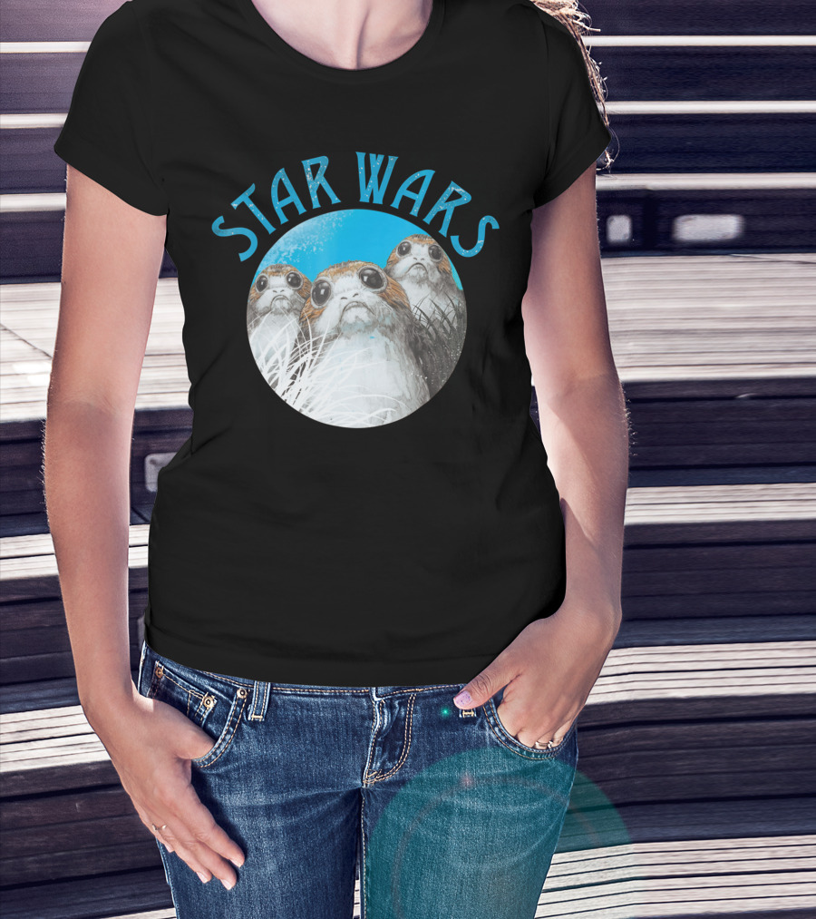 Star Wars Porgs Last Jedi Color Pop Badge T-Shirt