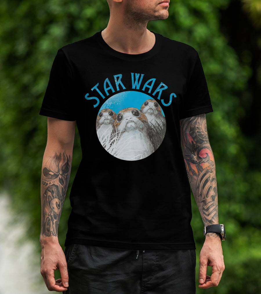 Star Wars Porgs Last Jedi Color Pop Badge T-Shirt