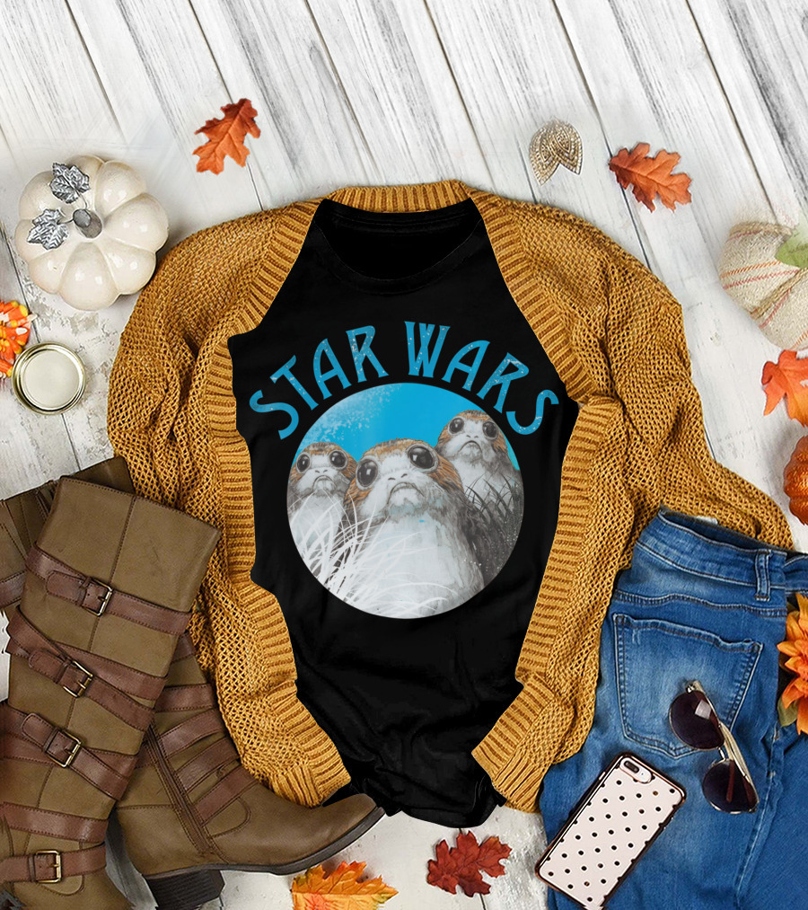 Star Wars Porgs Last Jedi Color Pop Badge T-Shirt
