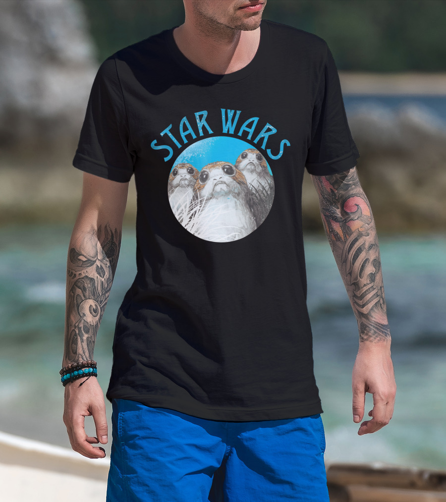 Star Wars Porgs Last Jedi Color Pop Badge T-Shirt