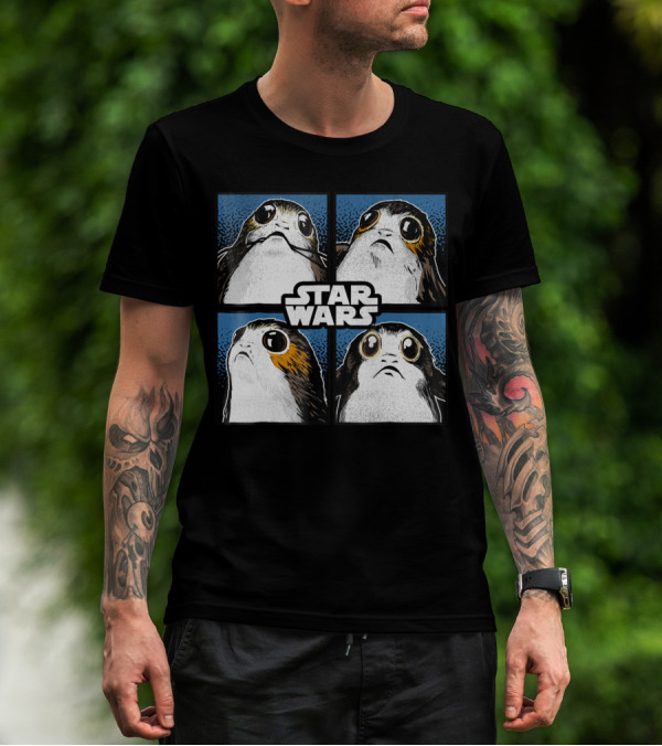 Star Wars Last Jedi Porgs Four Boxed Portraits Vintage T-Shirt