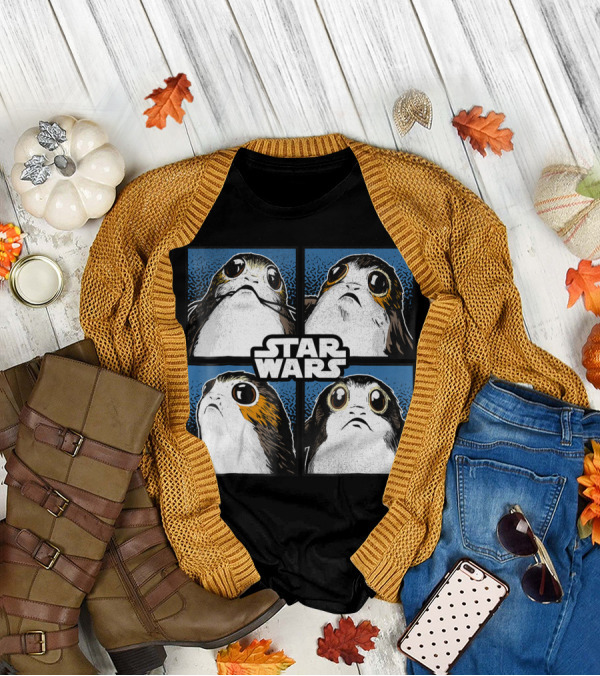 Star Wars Last Jedi Porgs Four Boxed Portraits Vintage T-Shirt