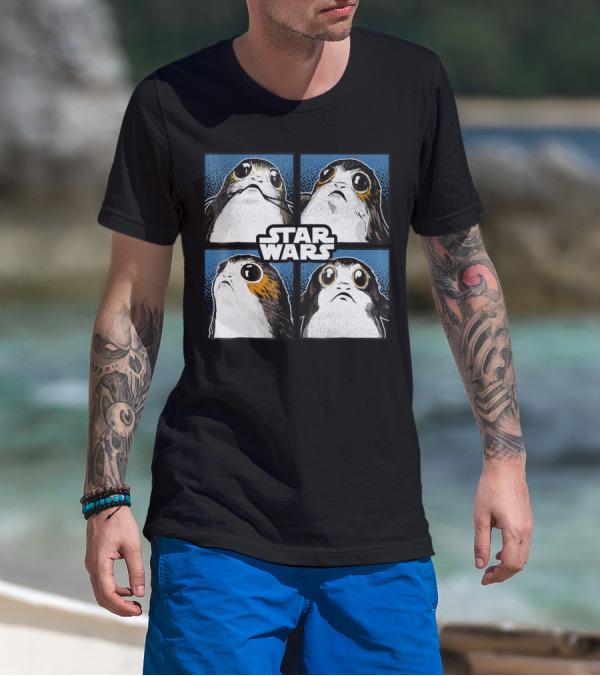 Star Wars Last Jedi Porgs Four Boxed Portraits Vintage T-Shirt