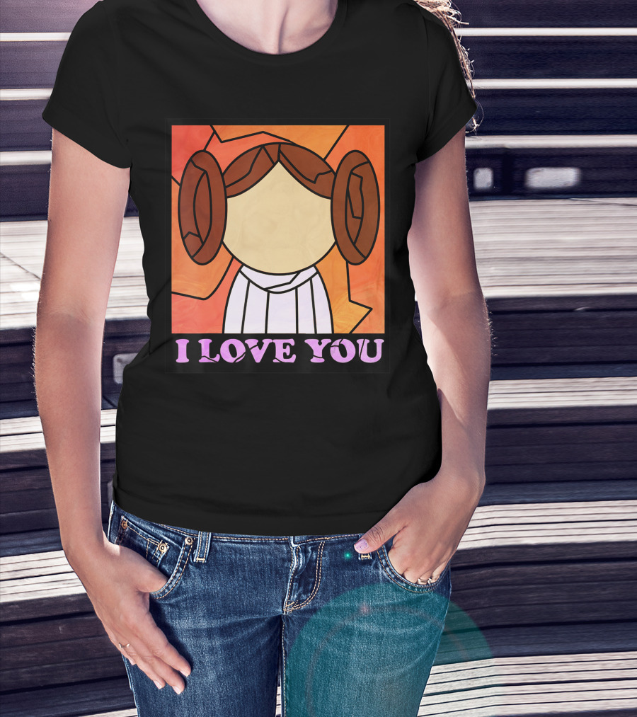 Star Wars Leia I Love You Stained Glass T-Shirt