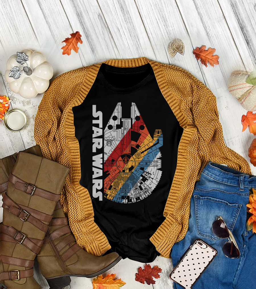 Star Wars Millennium Falcon Vintage Color Stripes T-Shirt