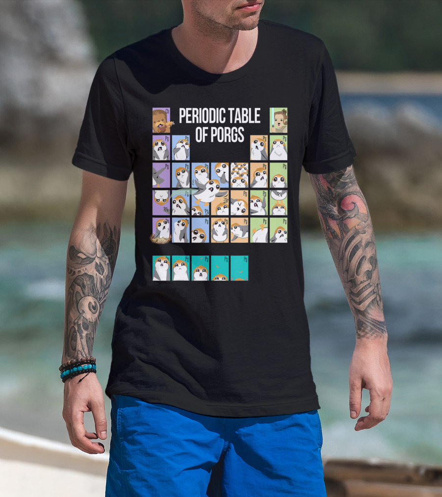 Star Wars Periodic Table Of Porgs Group Shot Chewbacca And Ewok Elements T-Shirt