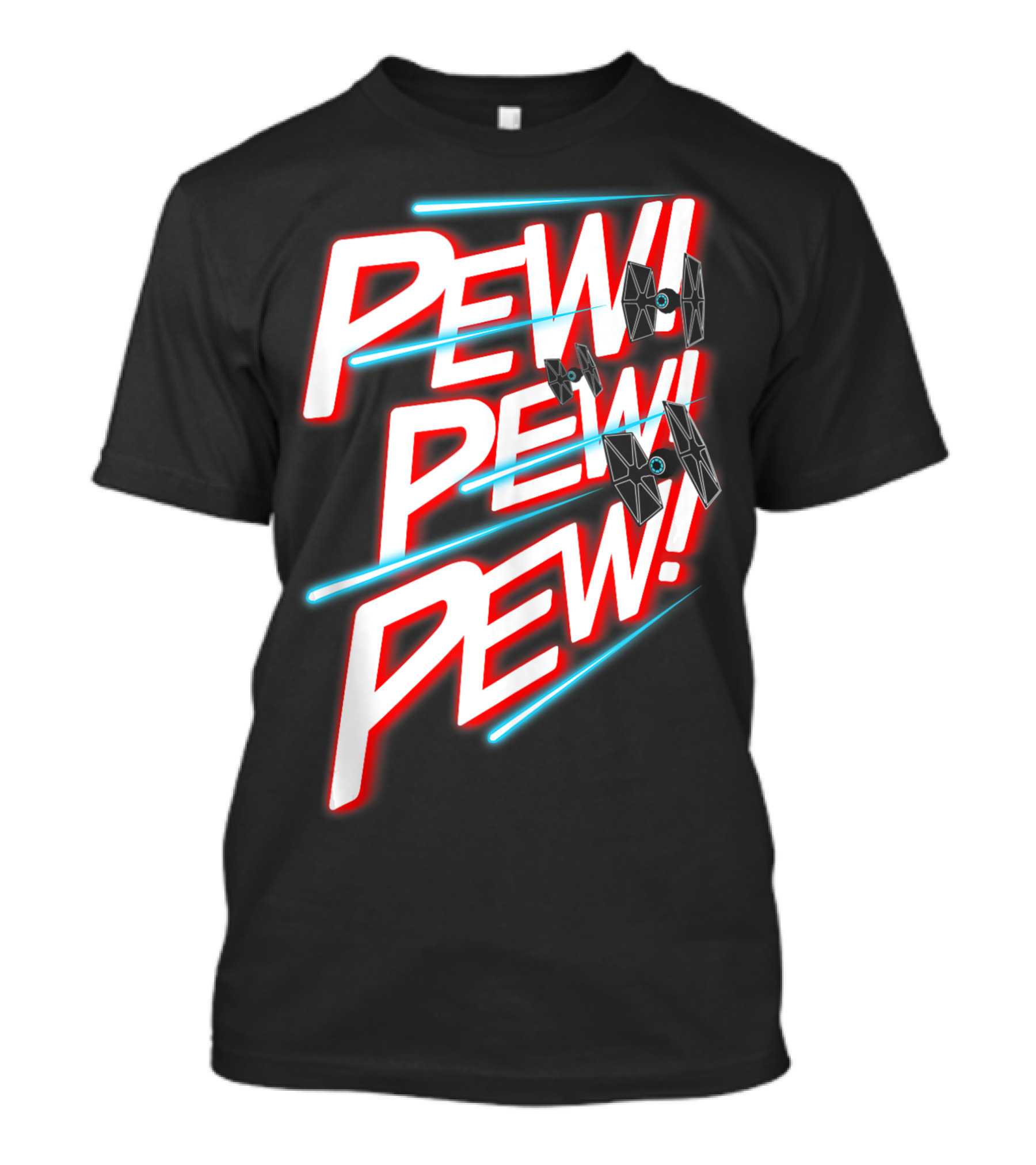 Star Wars Pew Pew Pew Tie Fighter Outline Text T-Shirt