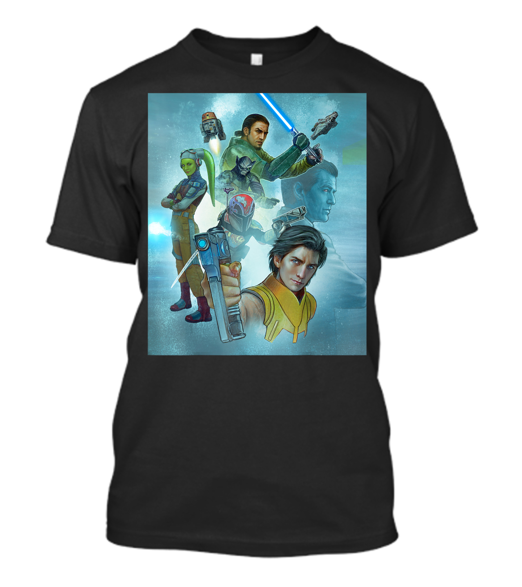Star Wars Rebels Kanan Jarrus Hera Syndulla Ezra Sabine Chopper Celebration Mural T-Shirt