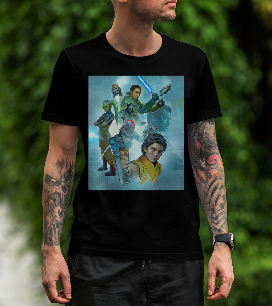 Star Wars Rebels Kanan Jarrus Hera Syndulla Ezra Sabine Chopper Celebration Mural T-Shirt