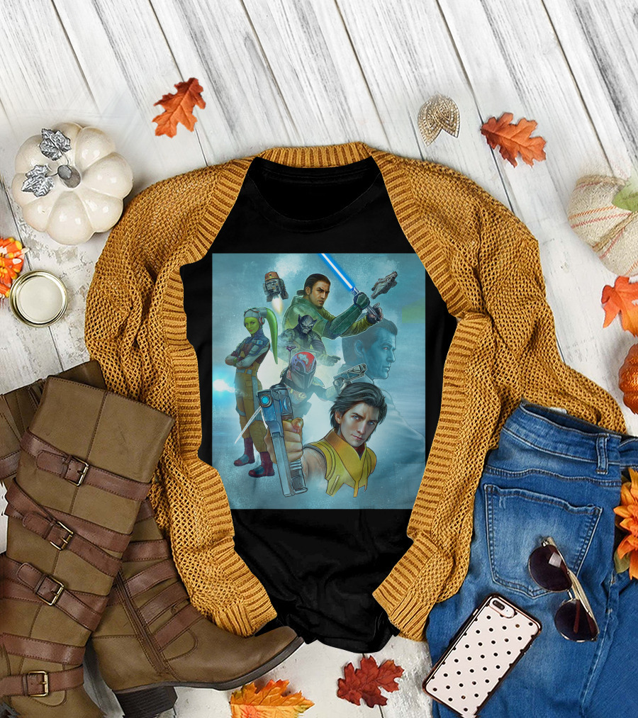 Star Wars Rebels Kanan Jarrus Hera Syndulla Ezra Sabine Chopper Celebration Mural T-Shirt