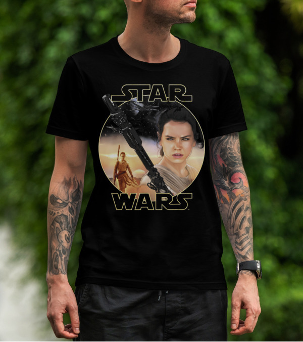 Star Wars Rey Close Up Iconic Character Circle T-Shirt