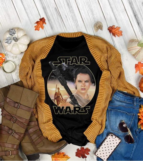 Star Wars Rey Close Up Iconic Character Circle T-Shirt