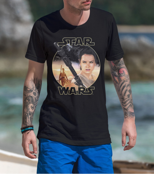 Star Wars Rey Close Up Iconic Character Circle T-Shirt