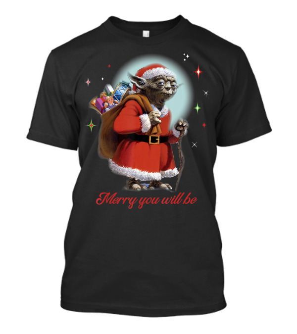 Star Wars Santa Yoda Merry You Will Be Christmas Holiday Jedi Master T-Shirt