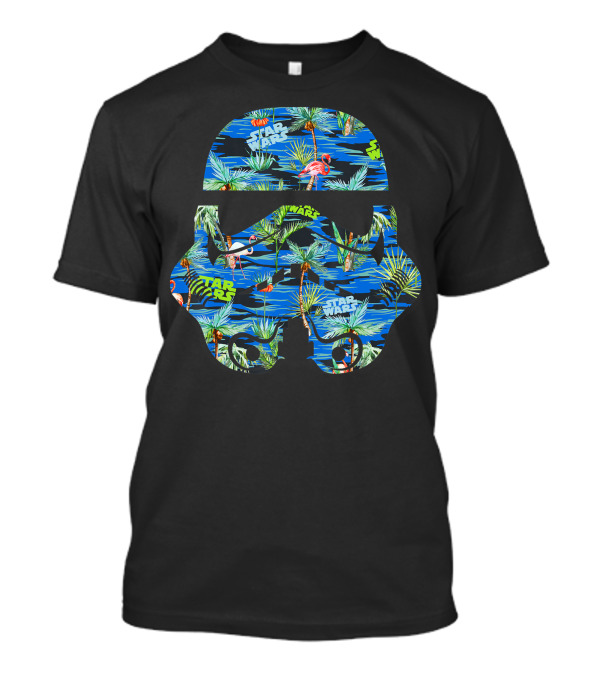 Star Wars Stormtrooper Tropical Flamingo Palm Tree Print Helmet T-Shirt