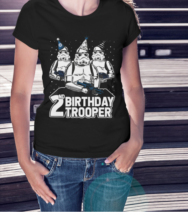 2nd Birthday Trooper Star Wars Stormtrooper Party Hats Trio T-Shirt