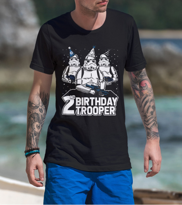 2nd Birthday Trooper Star Wars Stormtrooper Party Hats Trio T-Shirt