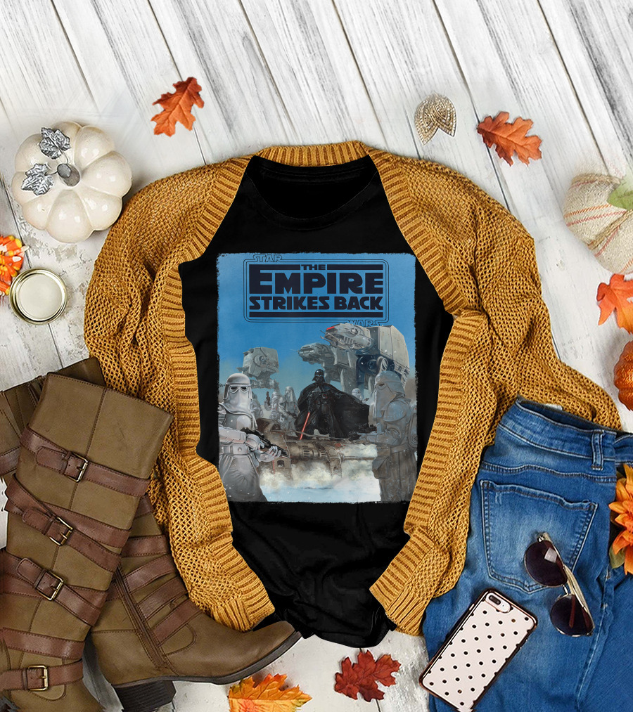 Star Wars The Empire Strikes Back Darth Vader Snowtroopers AT-AT Battle Scene T-Shirt