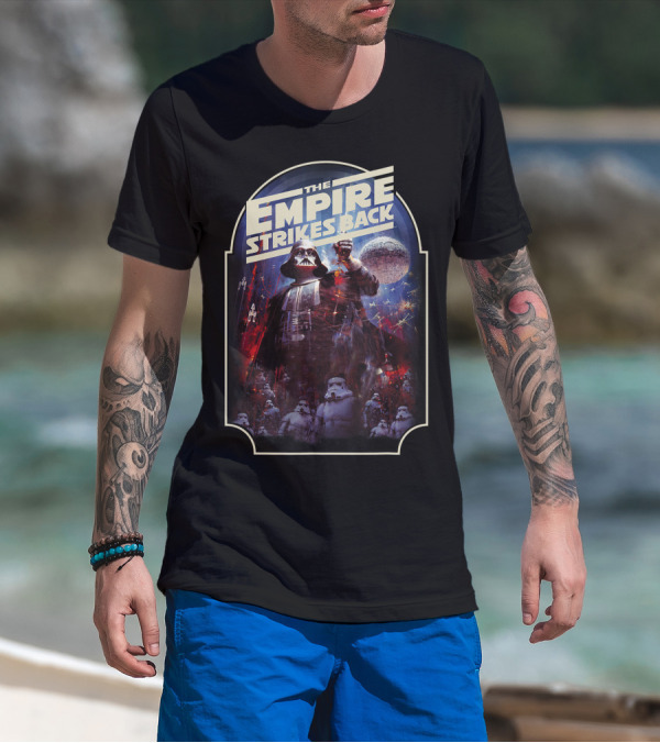 Star Wars The Empire Strikes Back Vintage Darth Vader And Stormtroopers Scene T-Shirt