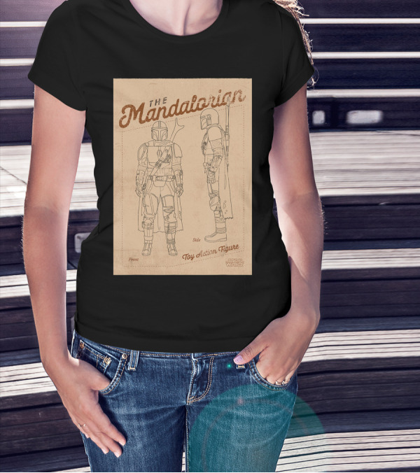 The Mandalorian Star Wars Toy Action Figure Front Side Diagram T-Shirt