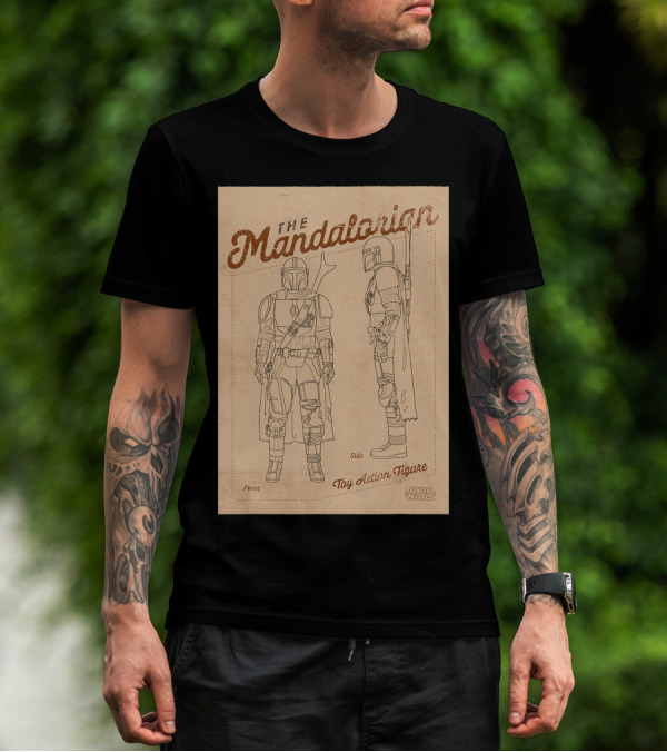 The Mandalorian Star Wars Toy Action Figure Front Side Diagram T-Shirt