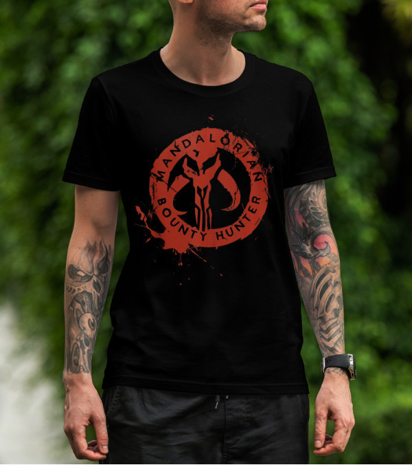 Star Wars The Mandalorian Bounty Hunter Emblem Stamp T-Shirt