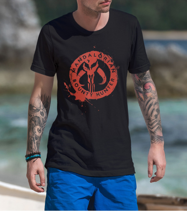Star Wars The Mandalorian Bounty Hunter Emblem Stamp T-Shirt