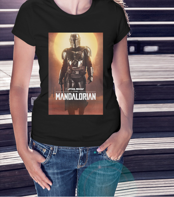 Star Wars The Mandalorian Character Silhouette Against Sunset T-Shirt