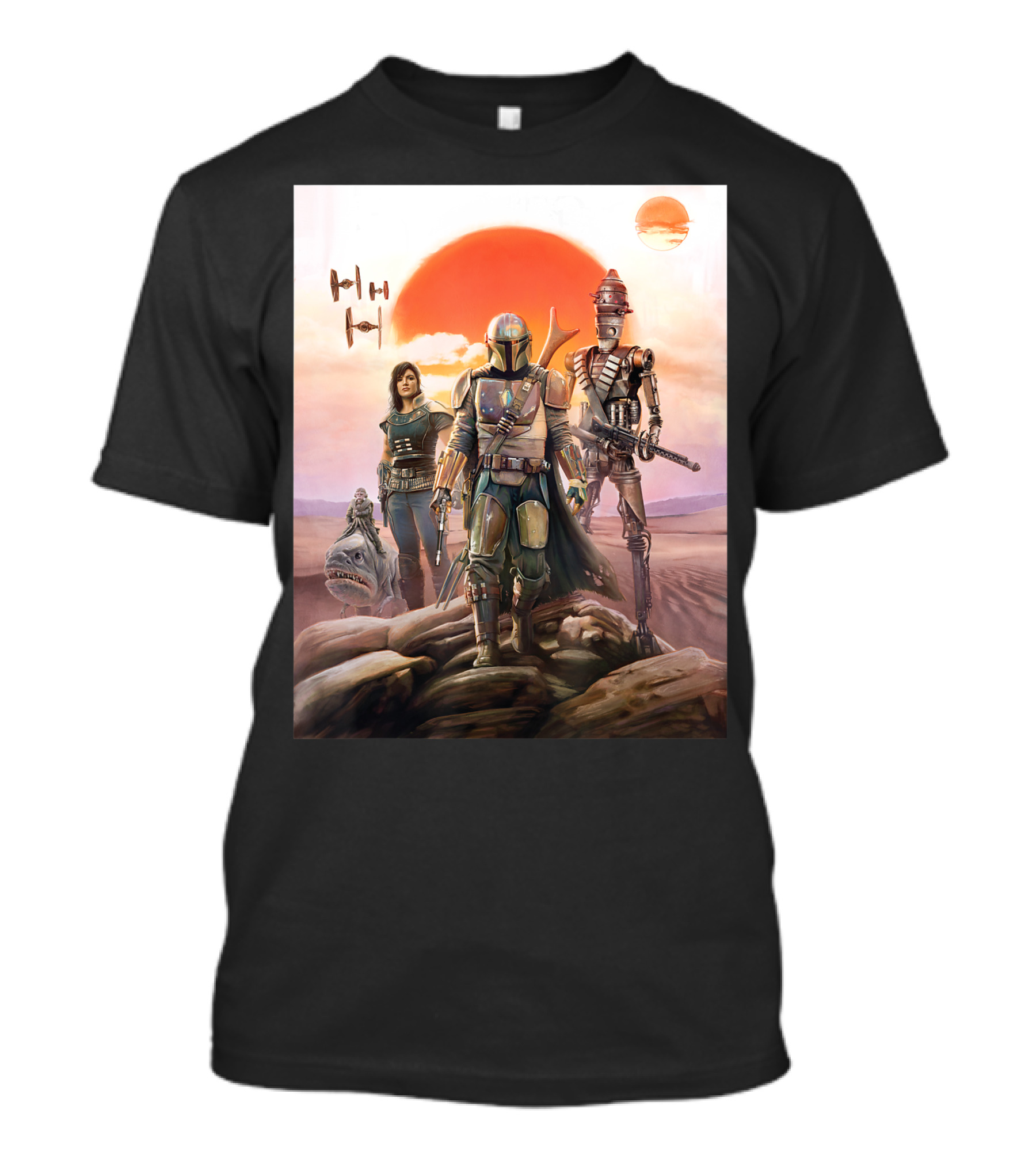 Star Wars The Mandalorian Group TIE Fighter Sunset T-Shirt