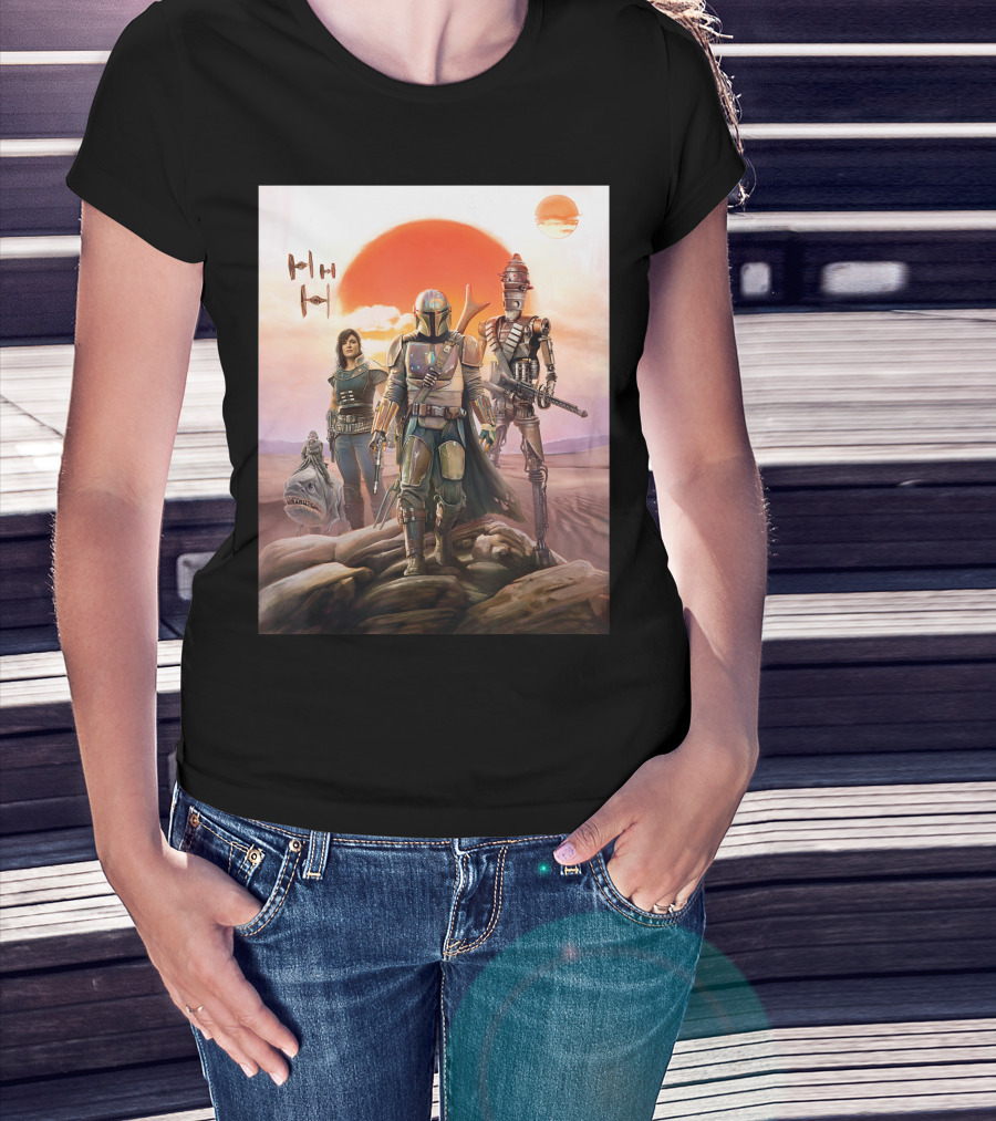 Star Wars The Mandalorian Group TIE Fighter Sunset T-Shirt