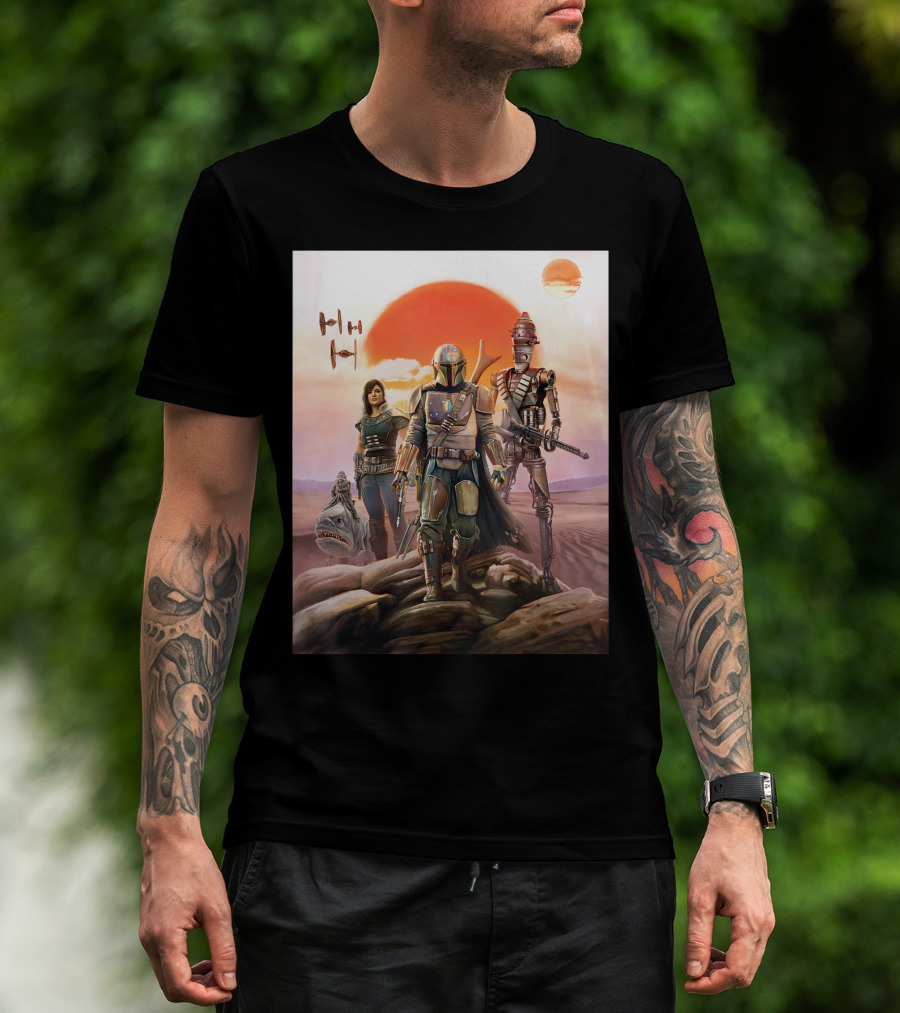 Star Wars The Mandalorian Group TIE Fighter Sunset T-Shirt