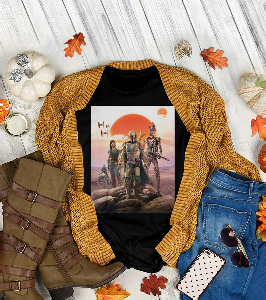 Star Wars The Mandalorian Group TIE Fighter Sunset T-Shirt