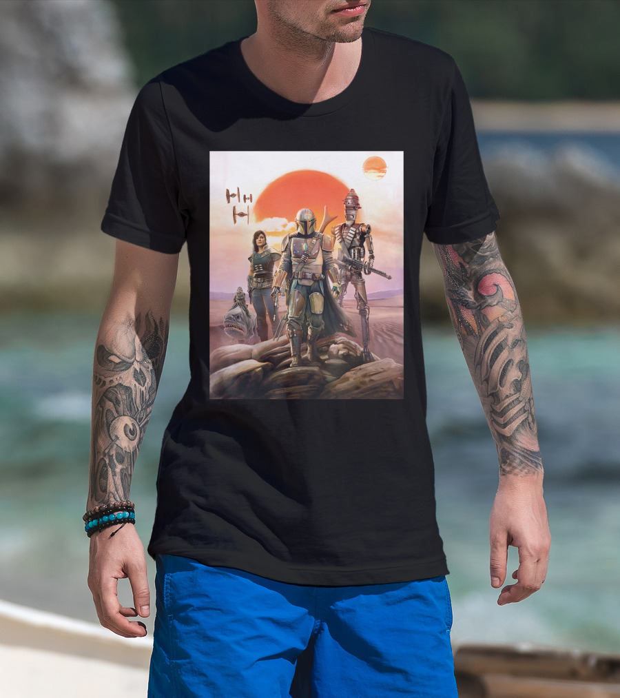 Star Wars The Mandalorian Group TIE Fighter Sunset T-Shirt