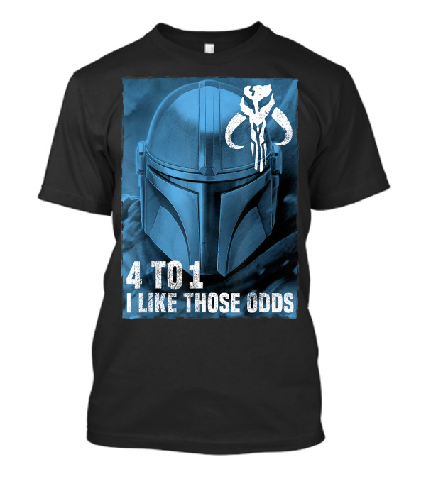 4 To 1 I Like Those Odds Star Wars The Mandalorian Helmet And Mythosaur T-Shirt