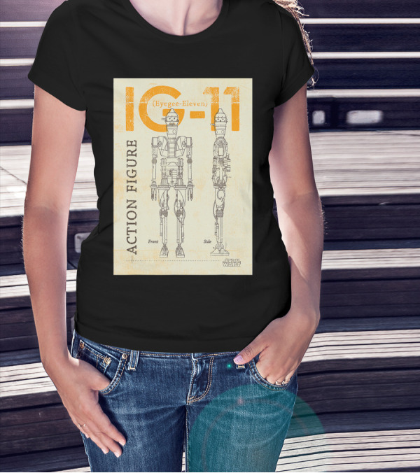 Star Wars The Mandalorian IG-11 Eyegee-Eleven Action Figure Diagram T-Shirt