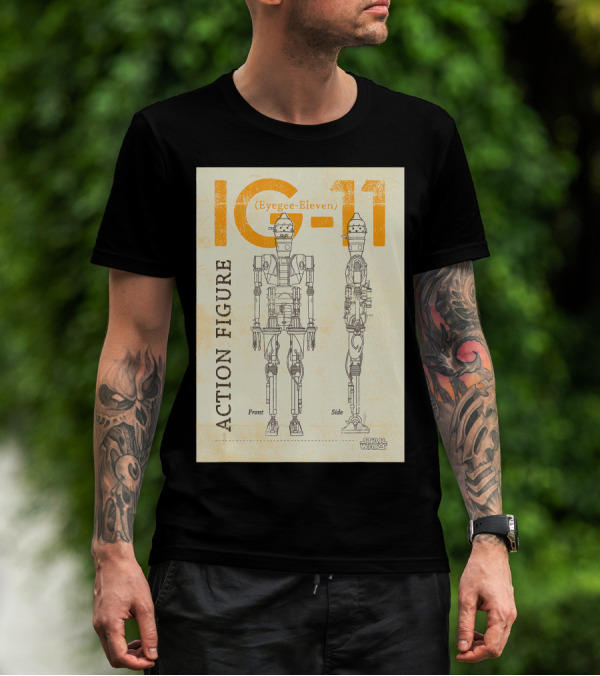 Star Wars The Mandalorian IG-11 Eyegee-Eleven Action Figure Diagram T-Shirt