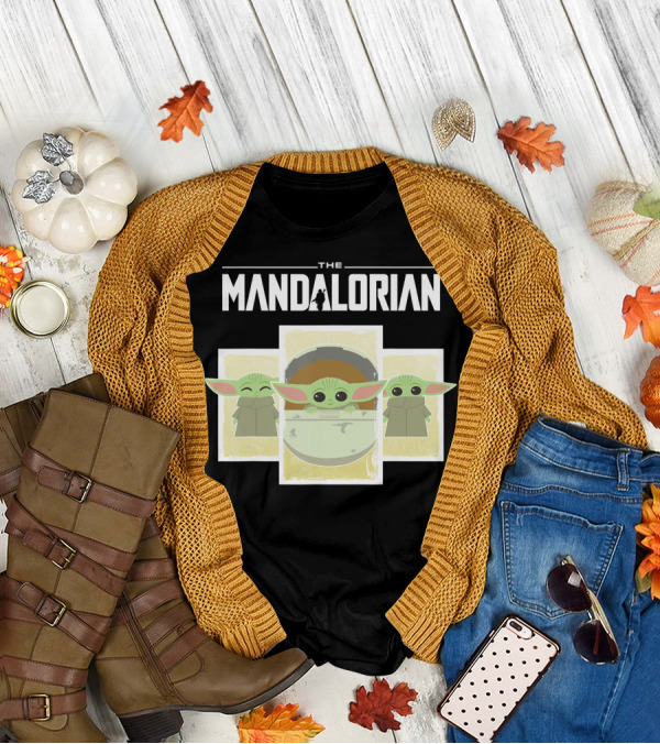 Star Wars The Mandalorian The Child Grogu Cartoon Panels Trio T-Shirt