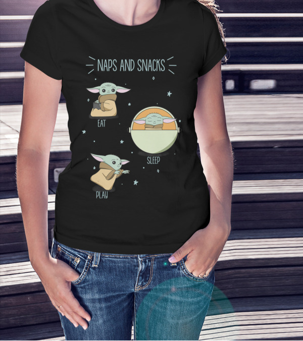 Star Wars The Mandalorian The Child Naps And Snacks Eat Sleep Play T-Shirt
