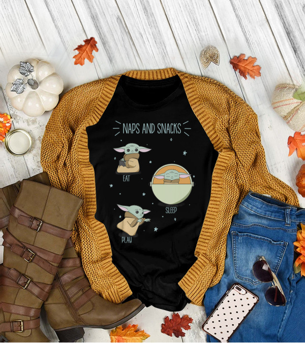 Star Wars The Mandalorian The Child Naps And Snacks Eat Sleep Play T-Shirt