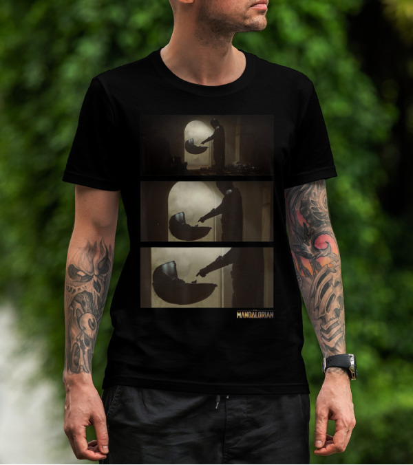 Star Wars The Mandalorian The Child Grogu Silhouette Panels Mando Scene T-Shirt