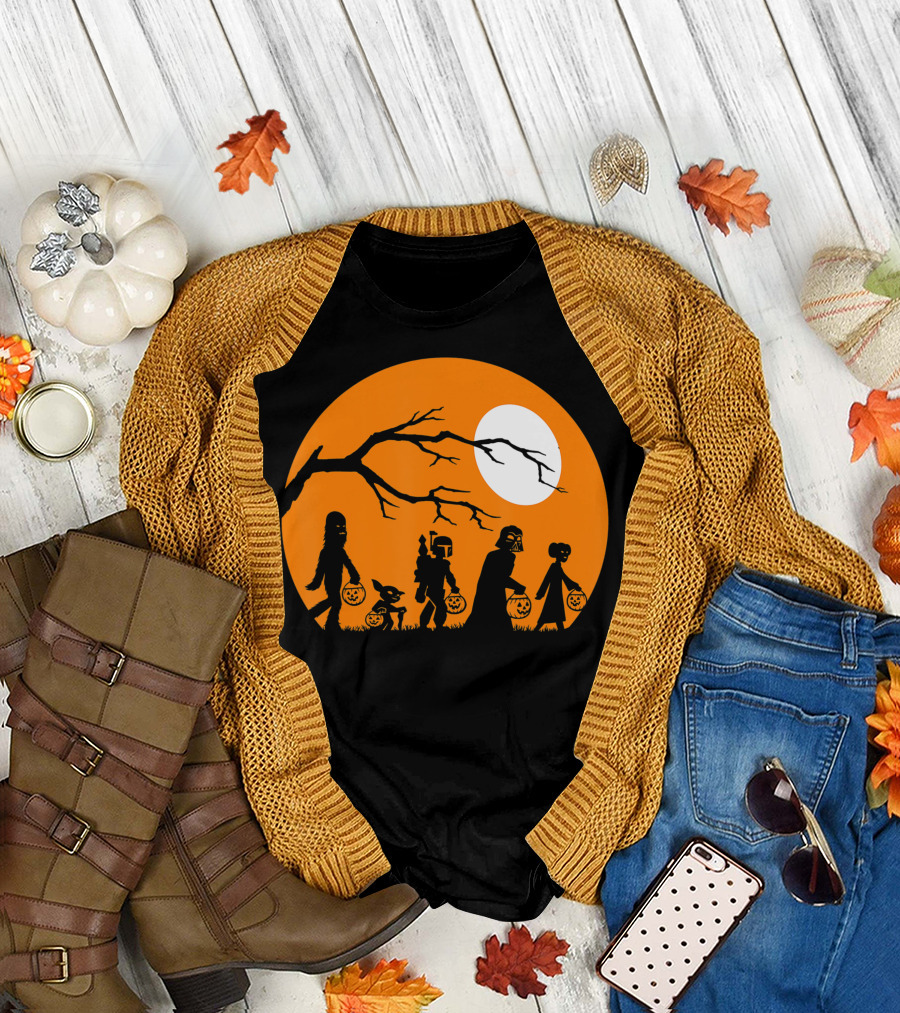 Star Wars Trick Or Treat Halloween Silhouettes Moon T-Shirt